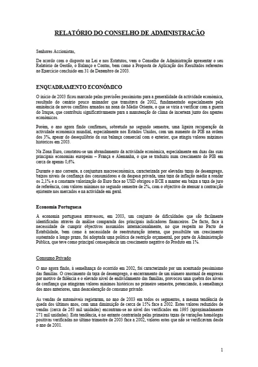 Relatorio Do Conselho De Administração 2003 - 2003 (1562)